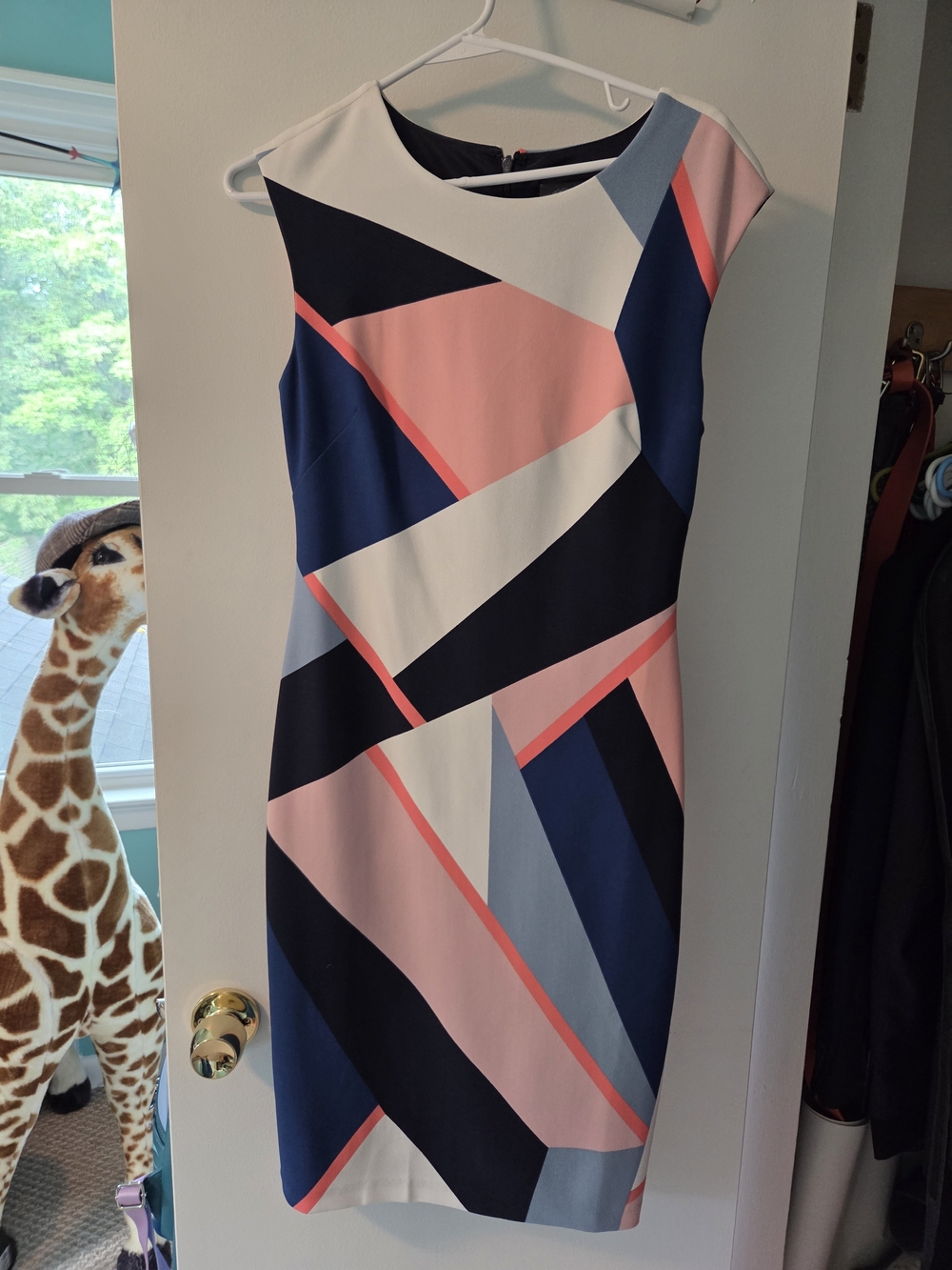 Vince Camuto Geometric Colorblock Midi Sheath Dress
